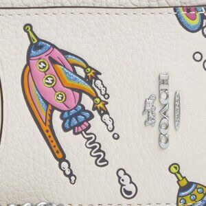 Cosmic Coach Zip Card Case With Rocket Print